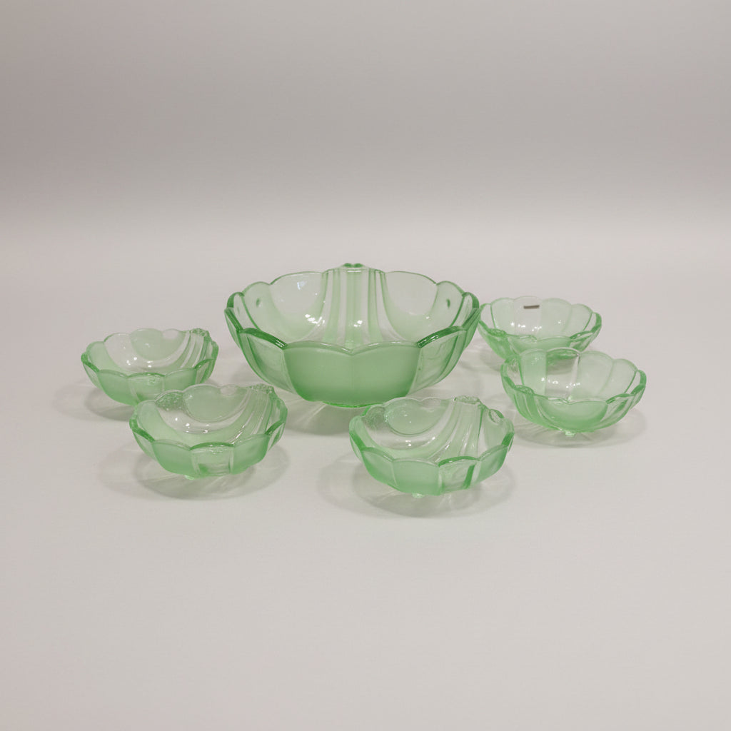 Blown Glass Bowl Set, Green, Set of 5