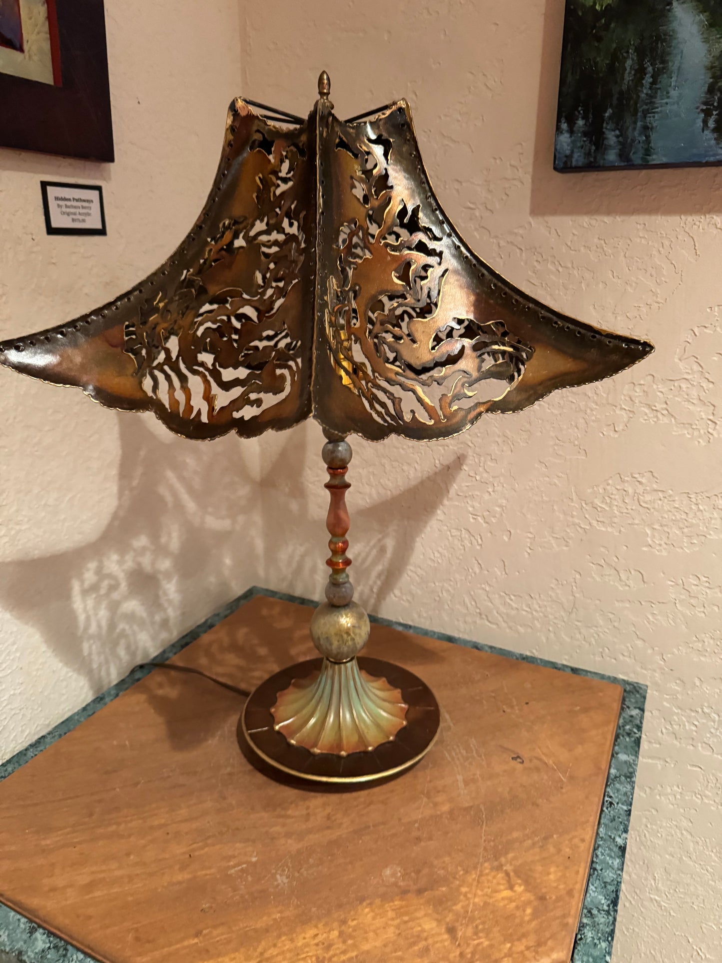 Lighting Table Lamp, Orange and Green
