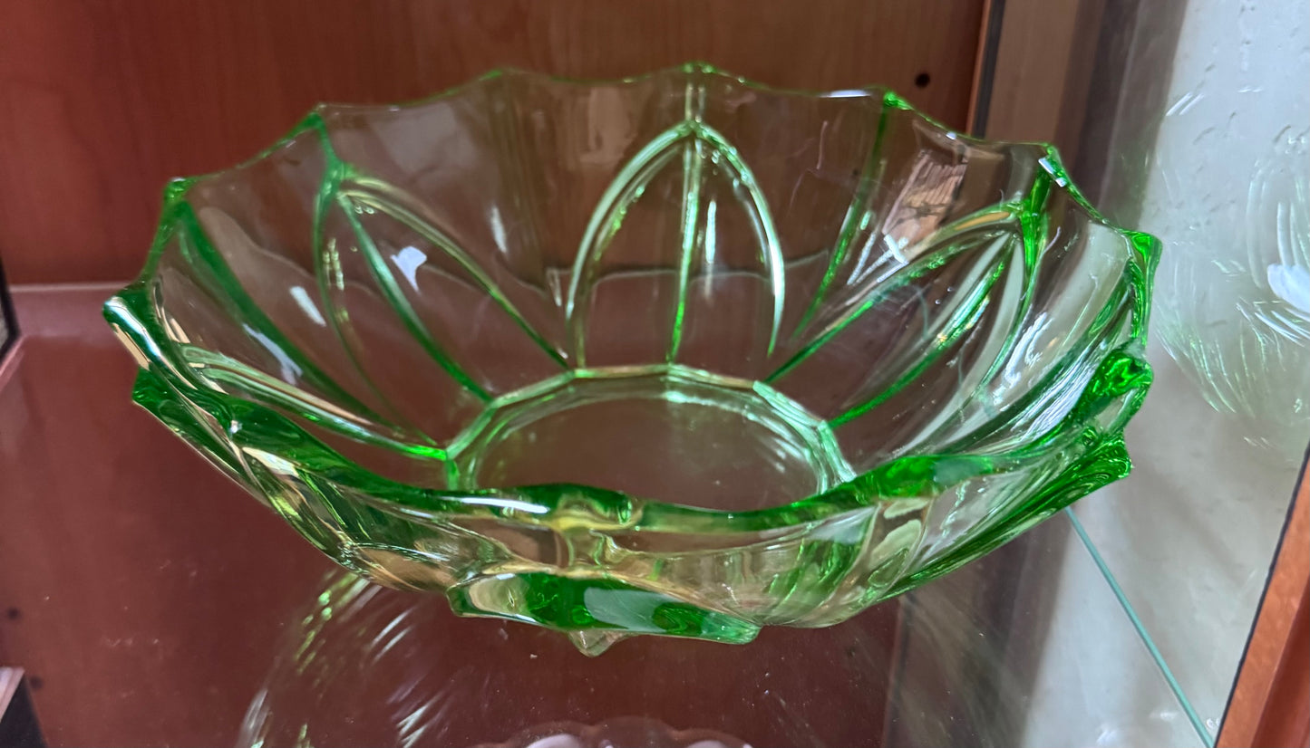 Blown Glass Green Bowl