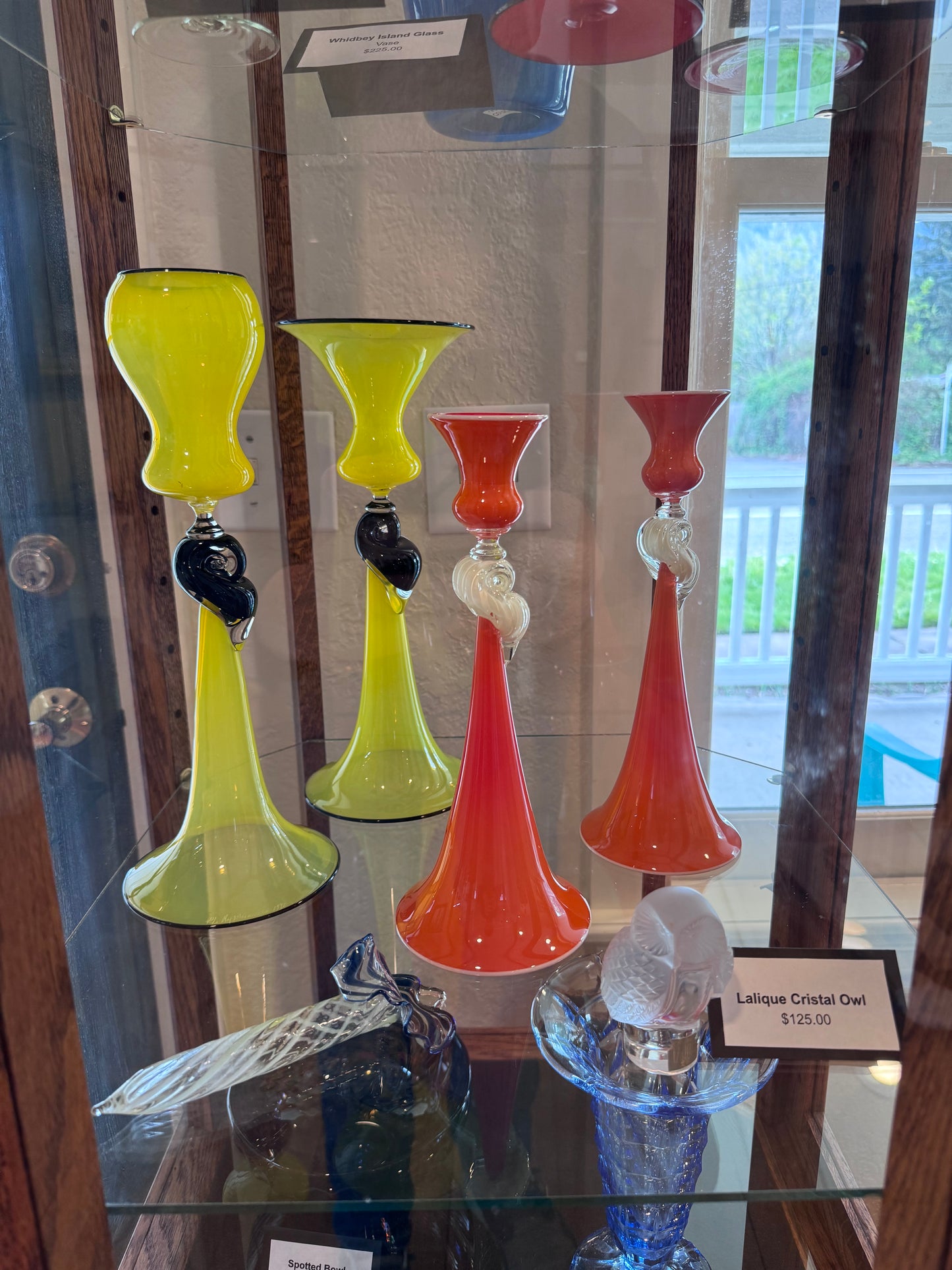 Blown Glass Candle Holders, orange with clear shell