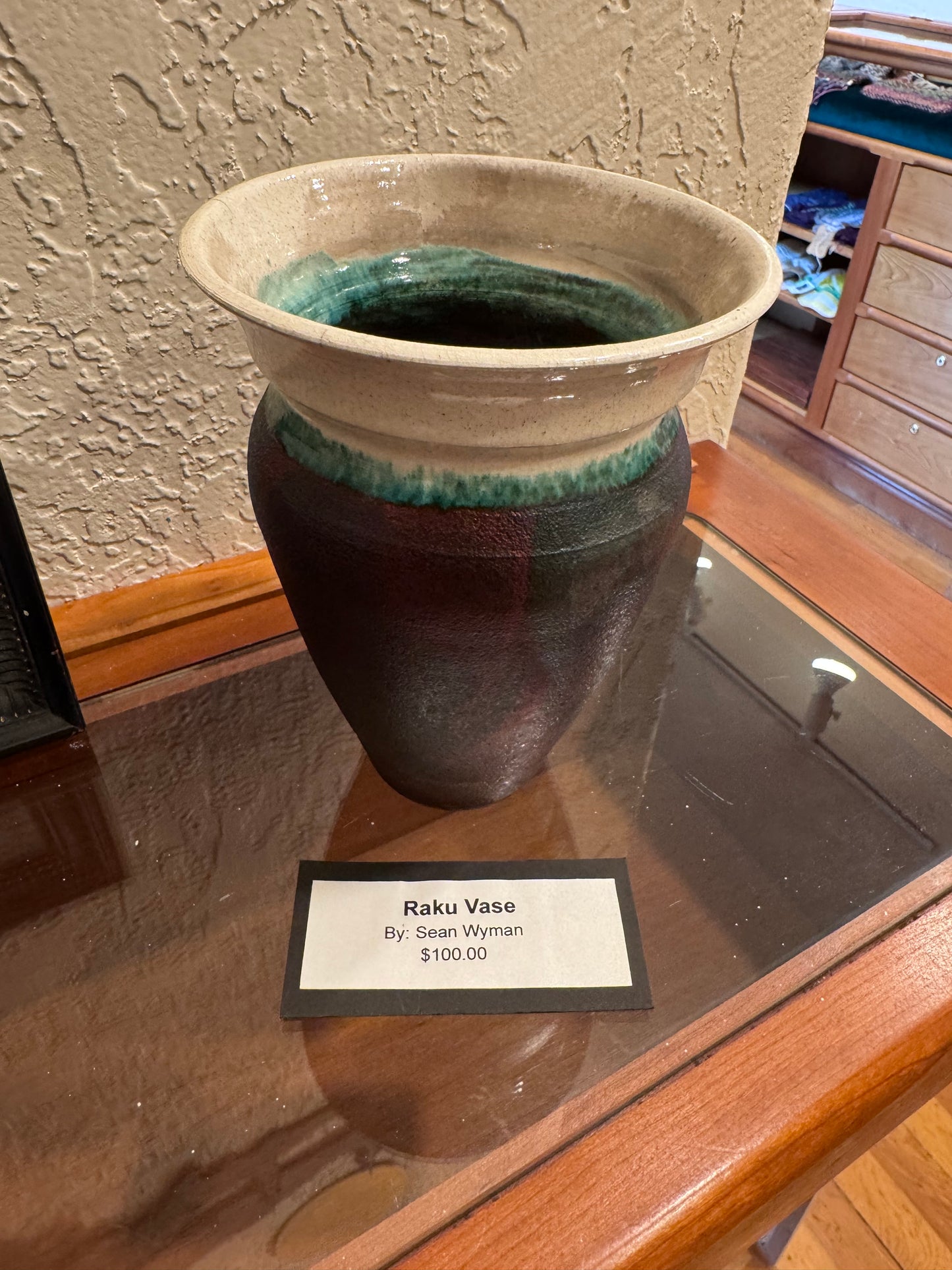 Pottery Vase, Raku and white