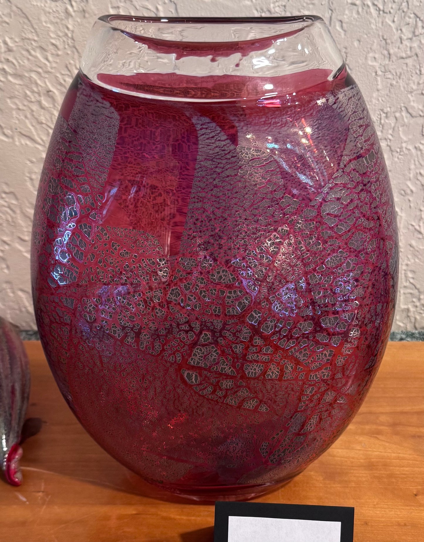 Blown Glass Vase pink crackle