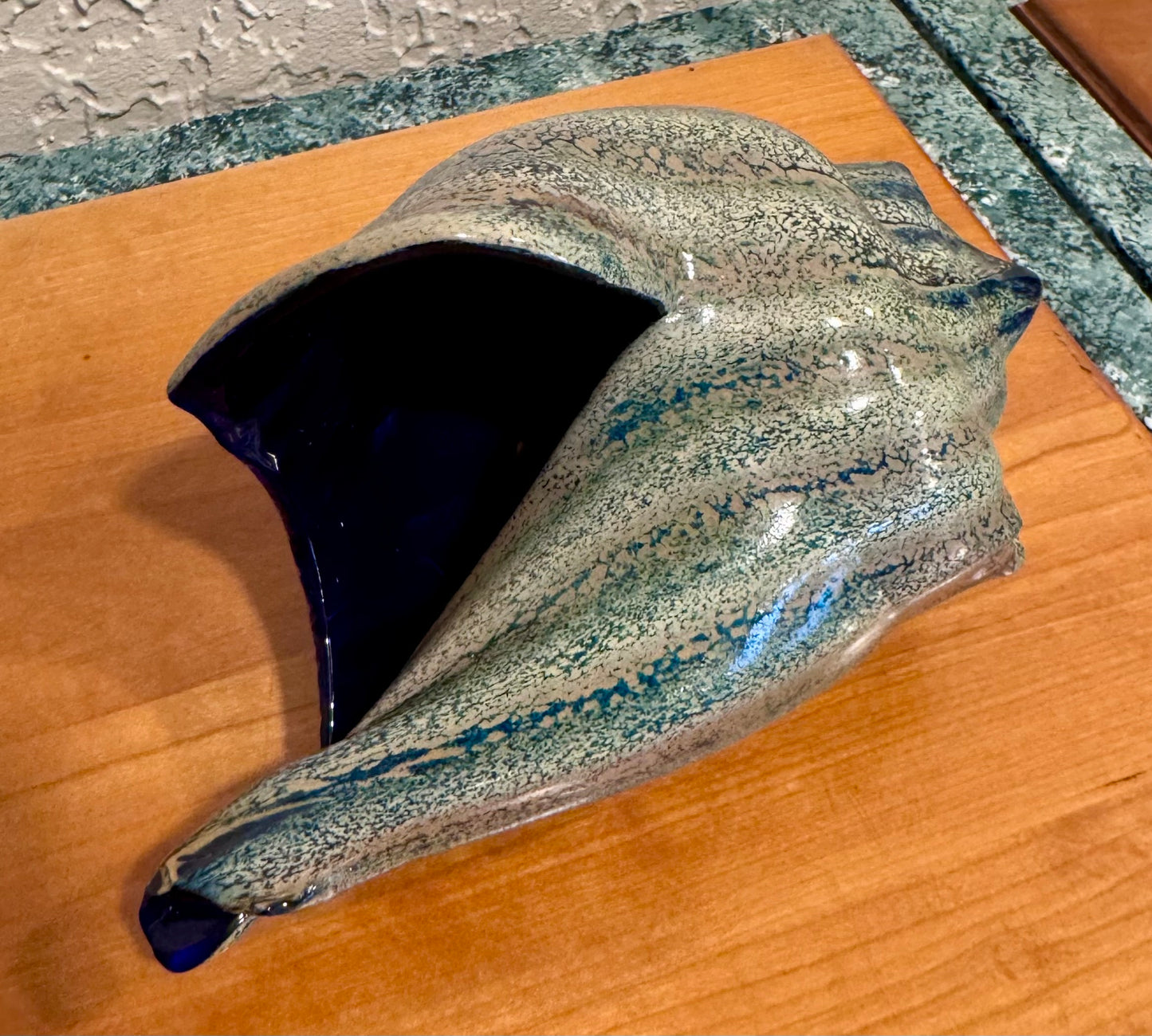 Blown Glass Shell, Dark Blue