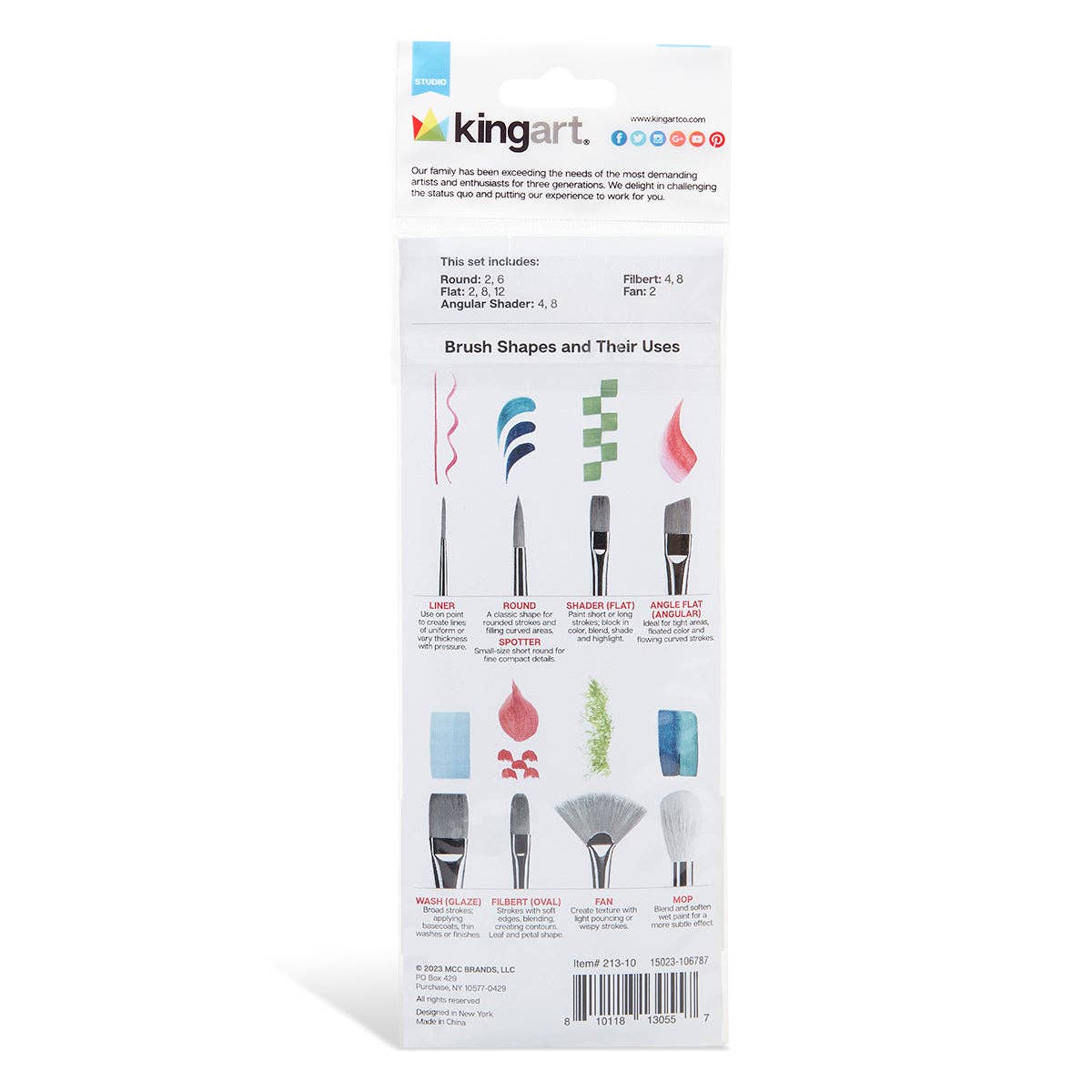 Studio Mixed Media Synthetic White Bristle Brush Set - 10 pc