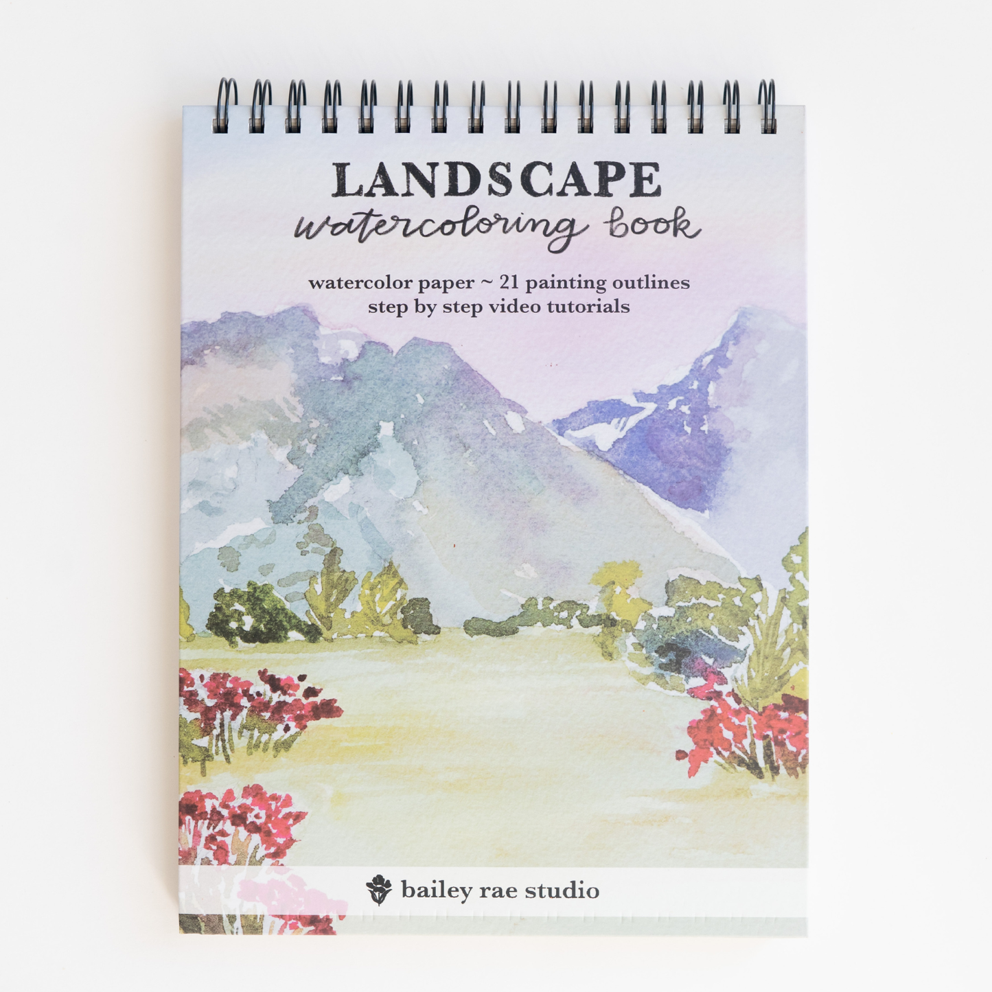 Landscape watercoloring book - outlines with video tutorials