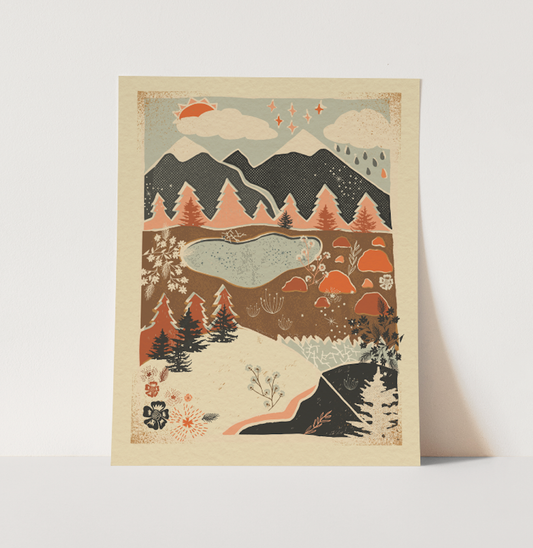 "Cascade Lakes" Colorful Mountain Landscape Wall Decor Boho 