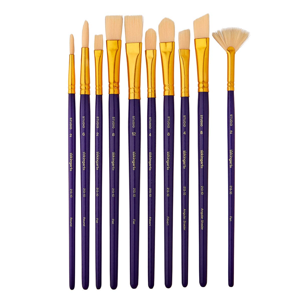 Studio Mixed Media Synthetic White Bristle Brush Set - 10 pc