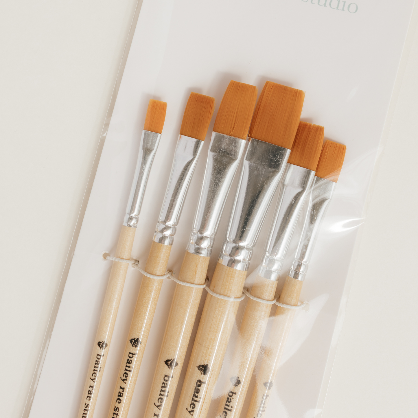 Flat tip watercolor brush set -- 6 piece