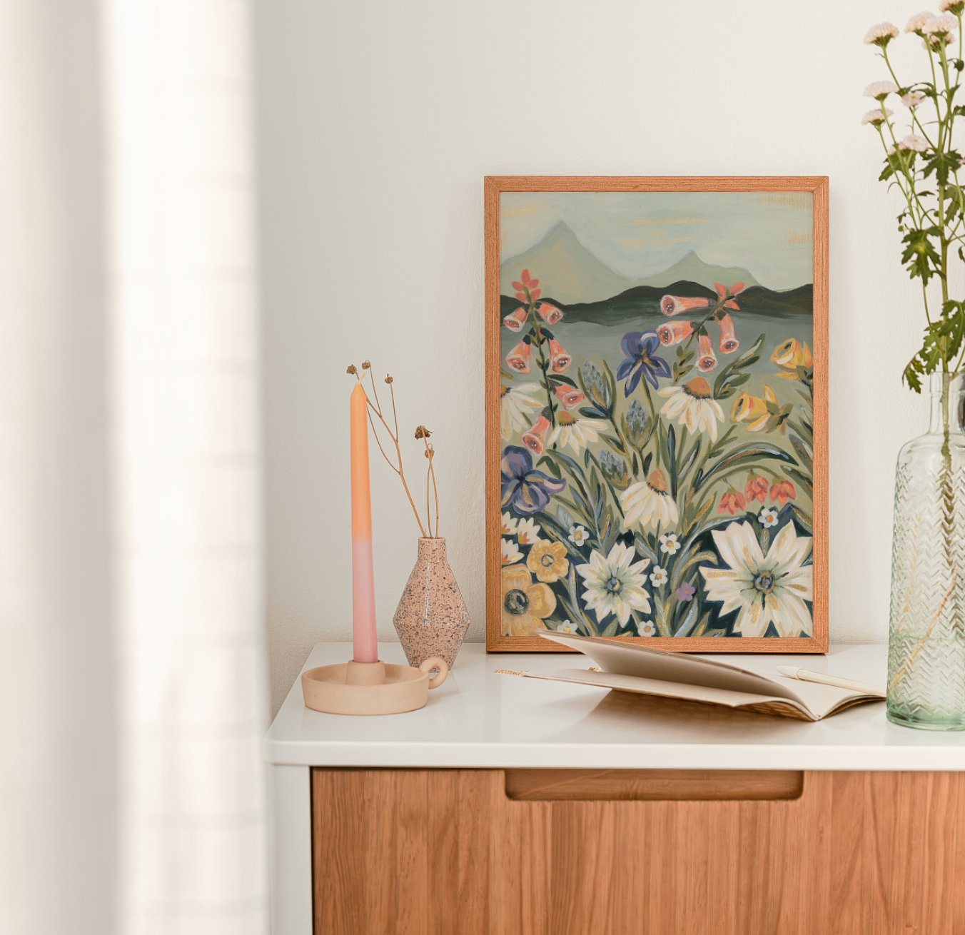 Floral Landscape Art Print - High Meadow Wall Decor
