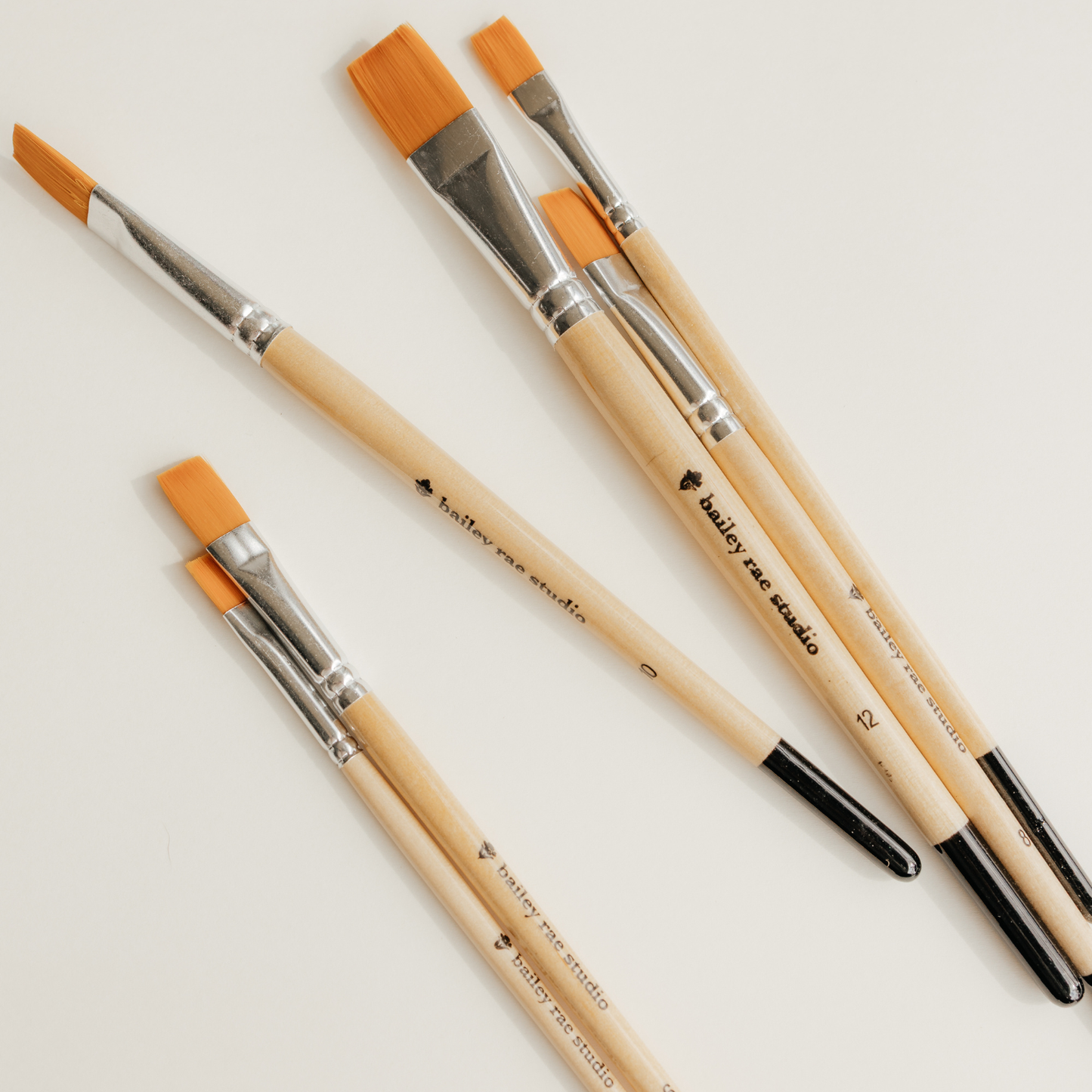 Flat tip watercolor brush set -- 6 piece