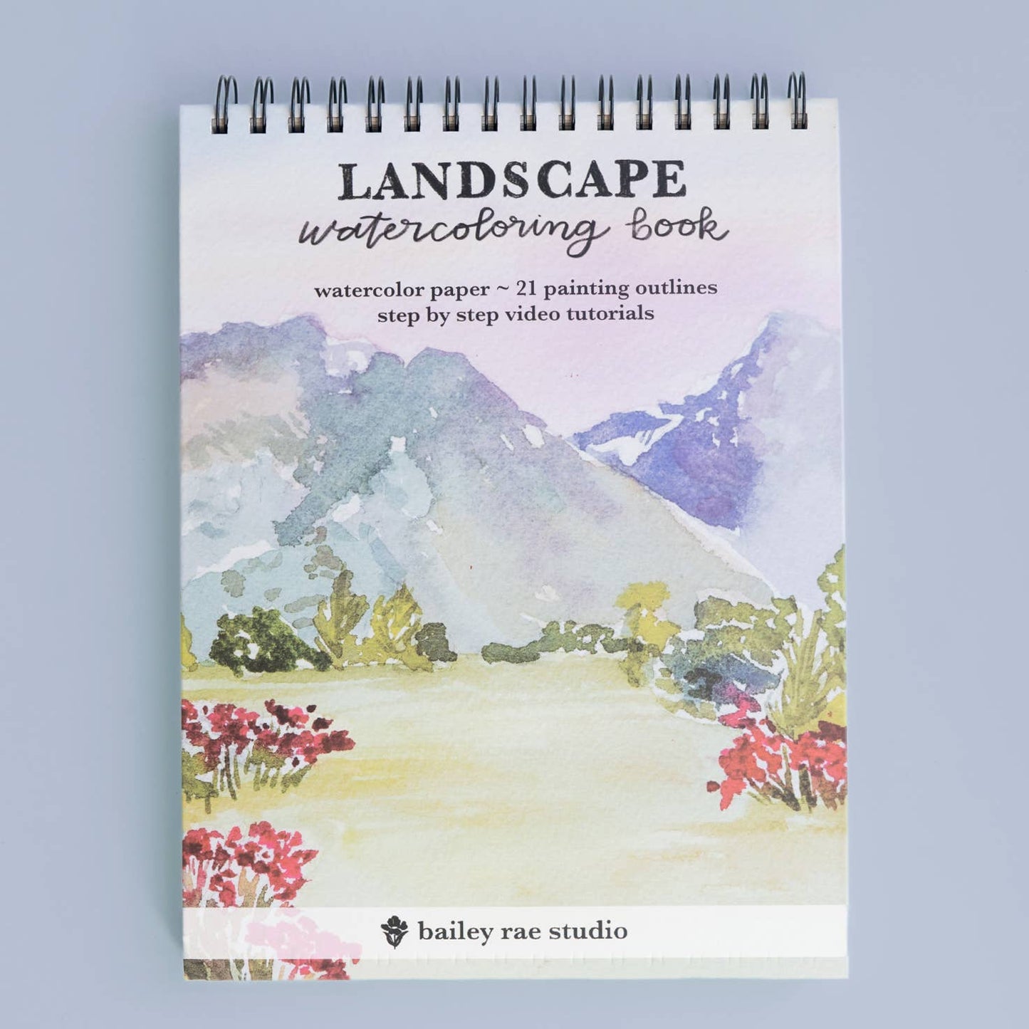 Landscape watercoloring book - outlines with video tutorials