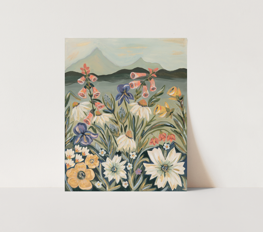 Floral Landscape Art Print - High Meadow Wall Decor