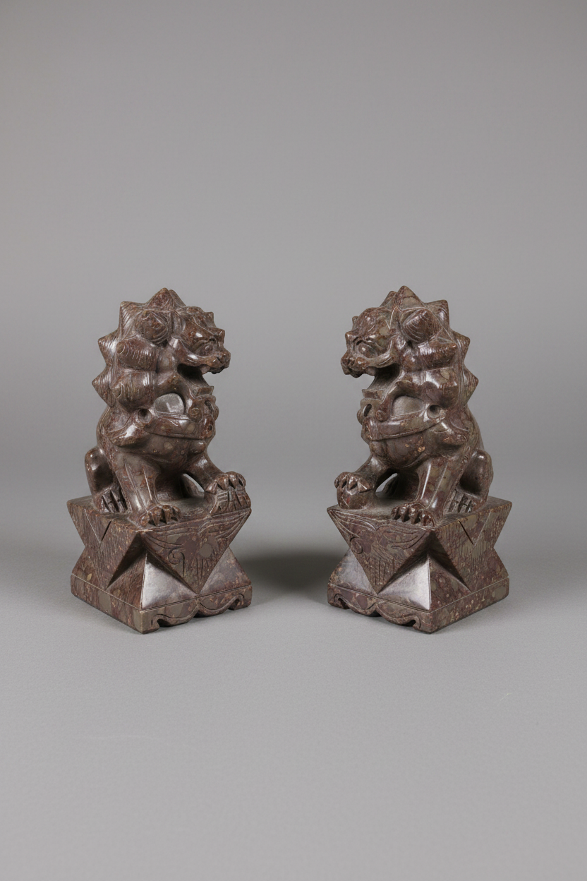 Stone Carving Lion Bookends