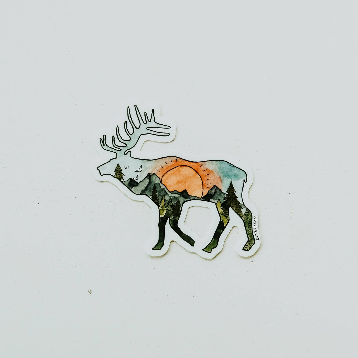 Elk Sunset Vinyl Sticker