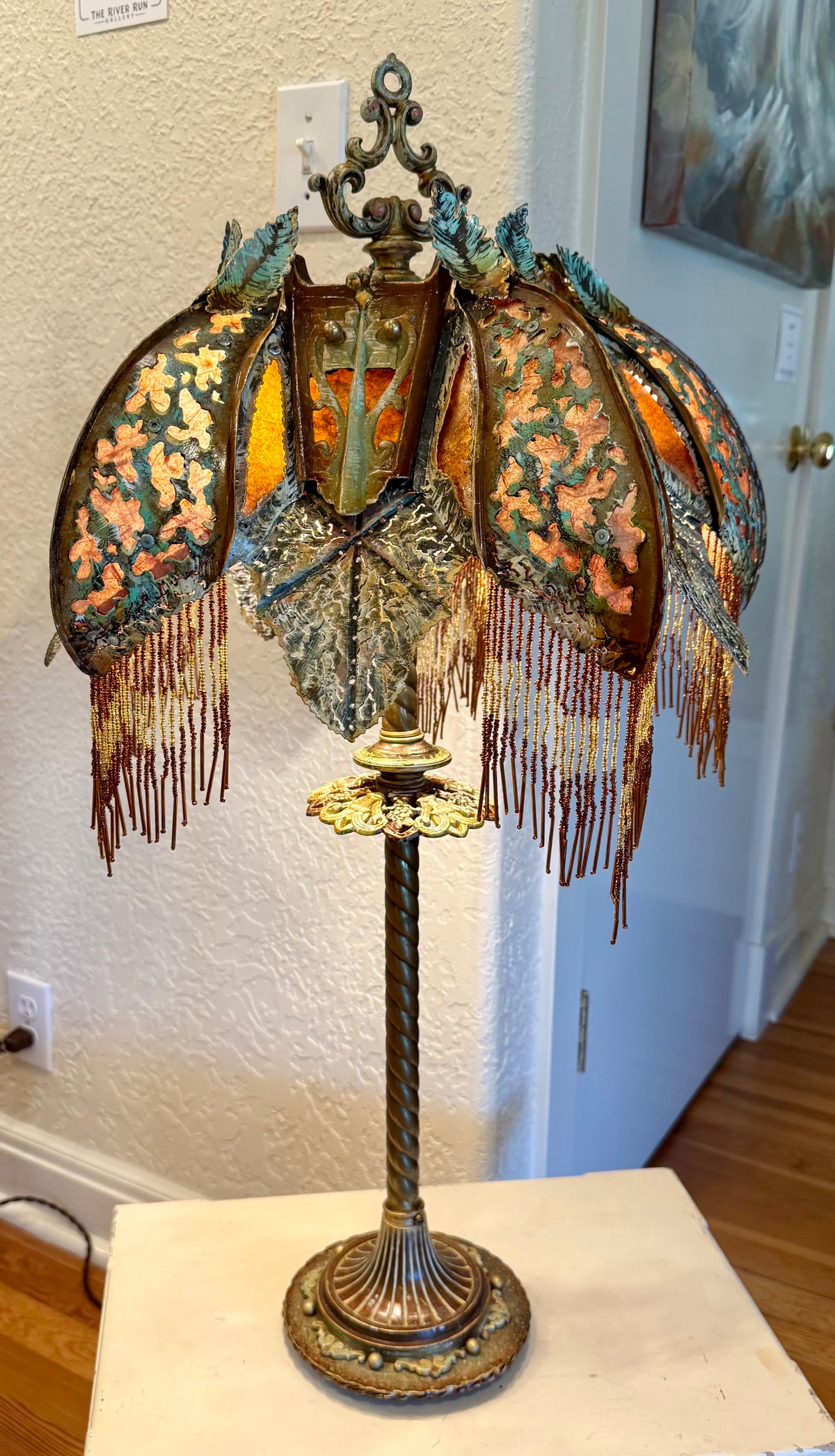 Ken Scott Table Lamp- Verdigris, Orange Twist