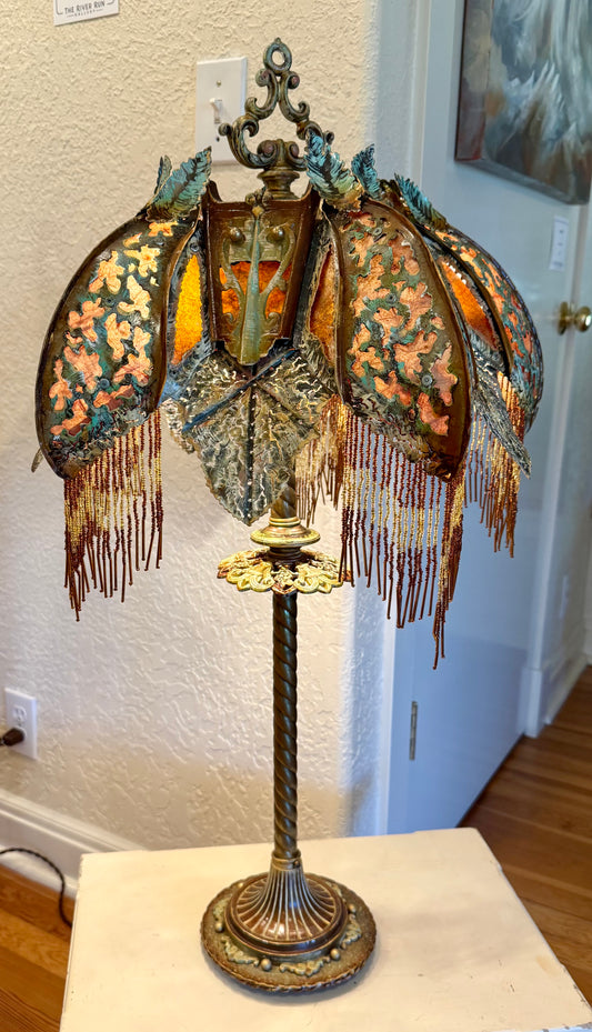 Ken Scott Table Lamp- Verdigris, Orange Twist