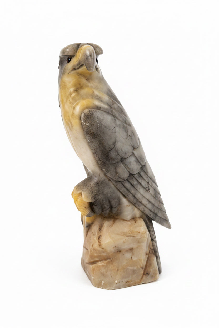 Stone Carving Hawk, Yellow and Grey