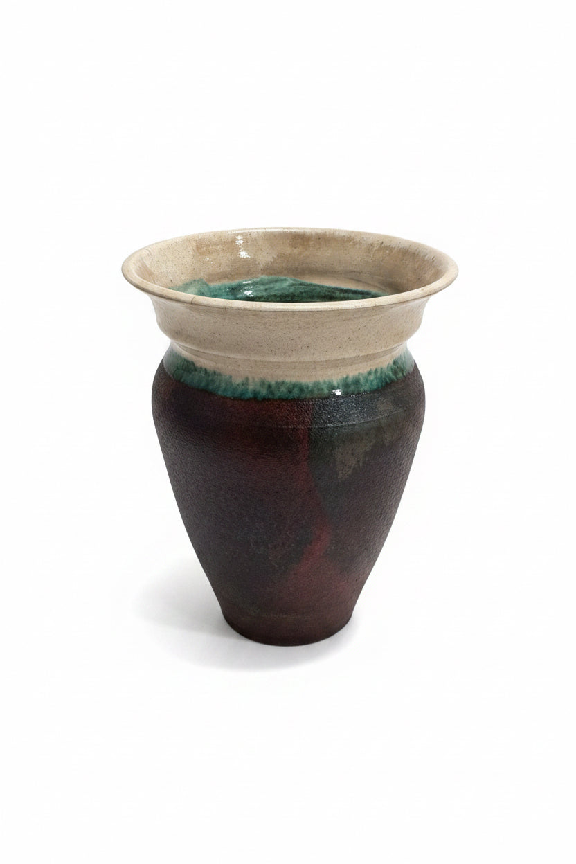 Pottery Vase, Raku and white