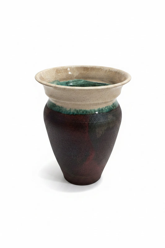 Pottery Vase, Raku and white
