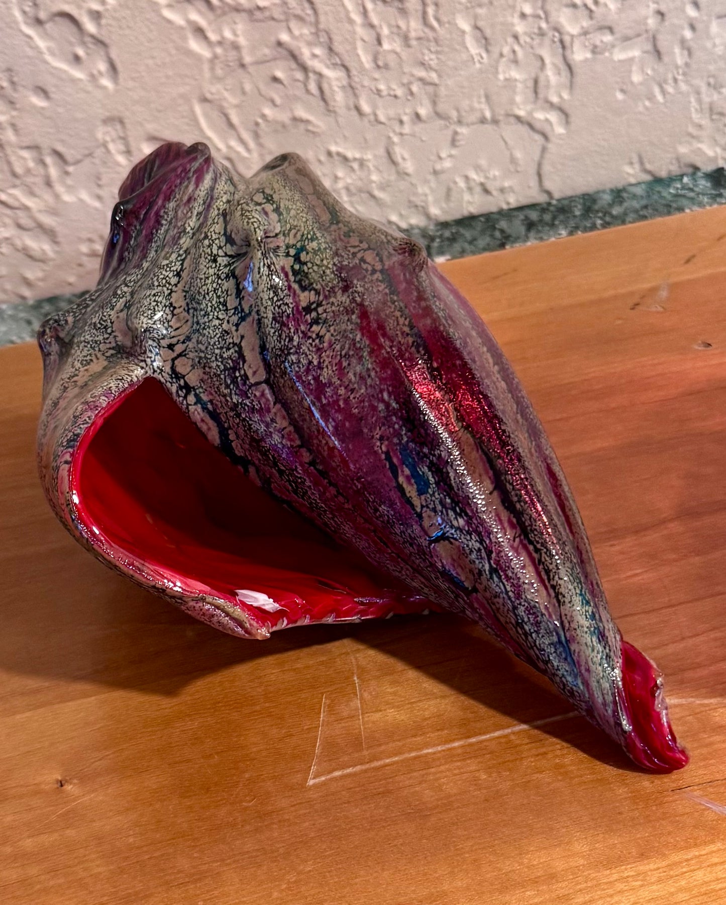 Blown Glass Shell, Red