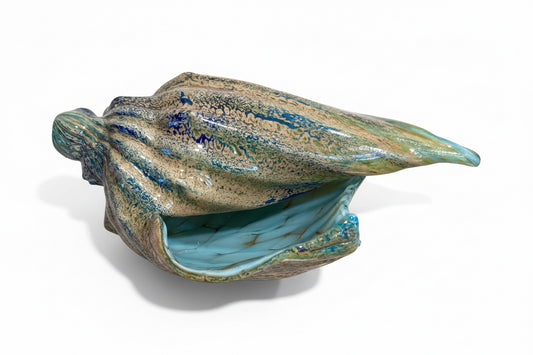 Blown Glass Shell, Teal