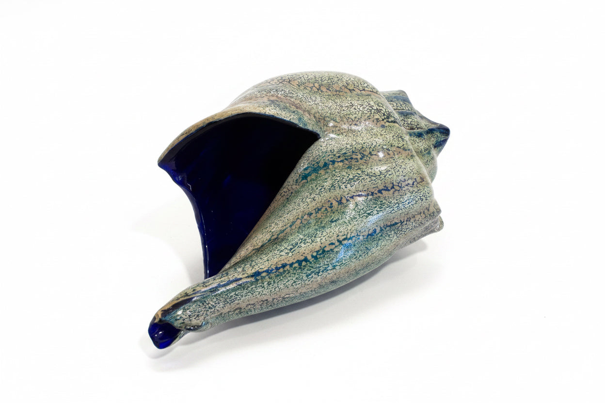 Blown Glass Shell, Dark Blue