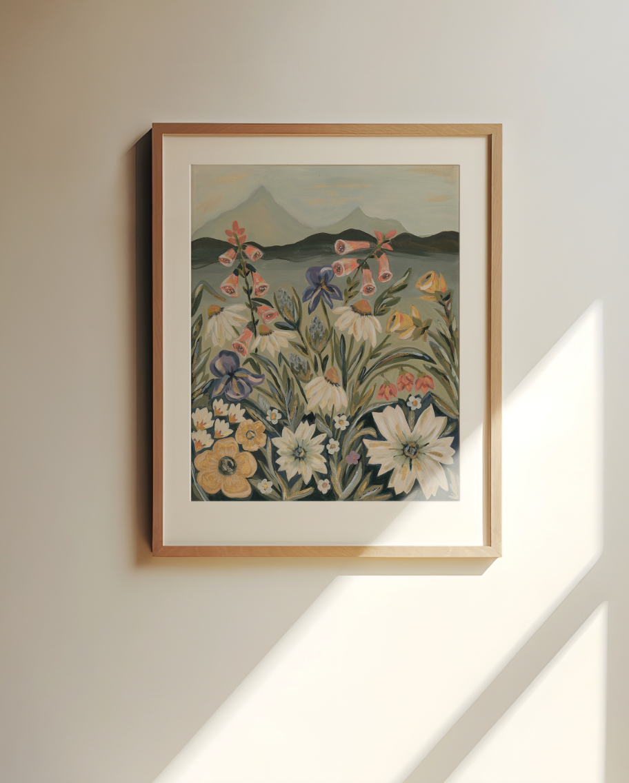 Floral Landscape Art Print - High Meadow Wall Decor