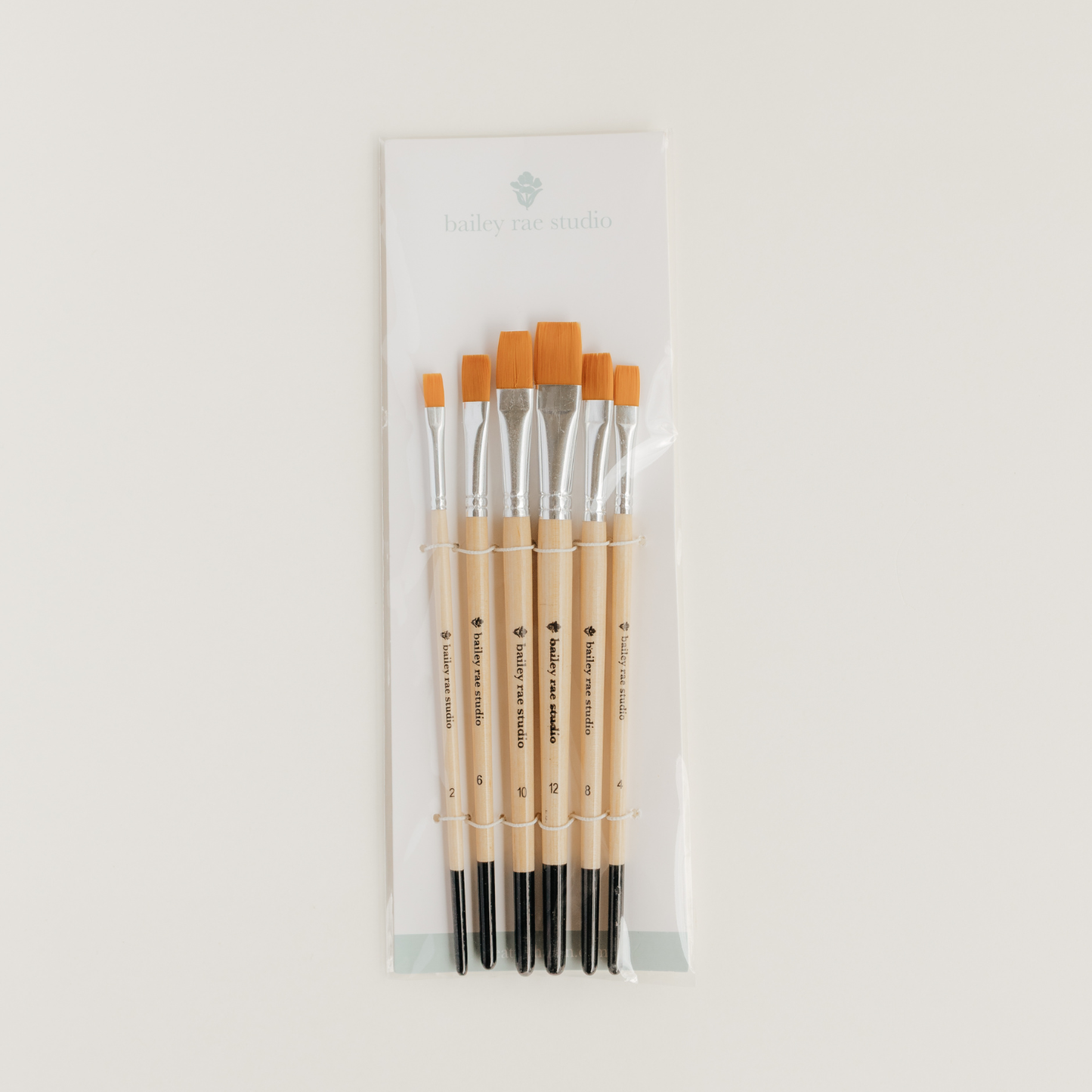Flat tip watercolor brush set -- 6 piece