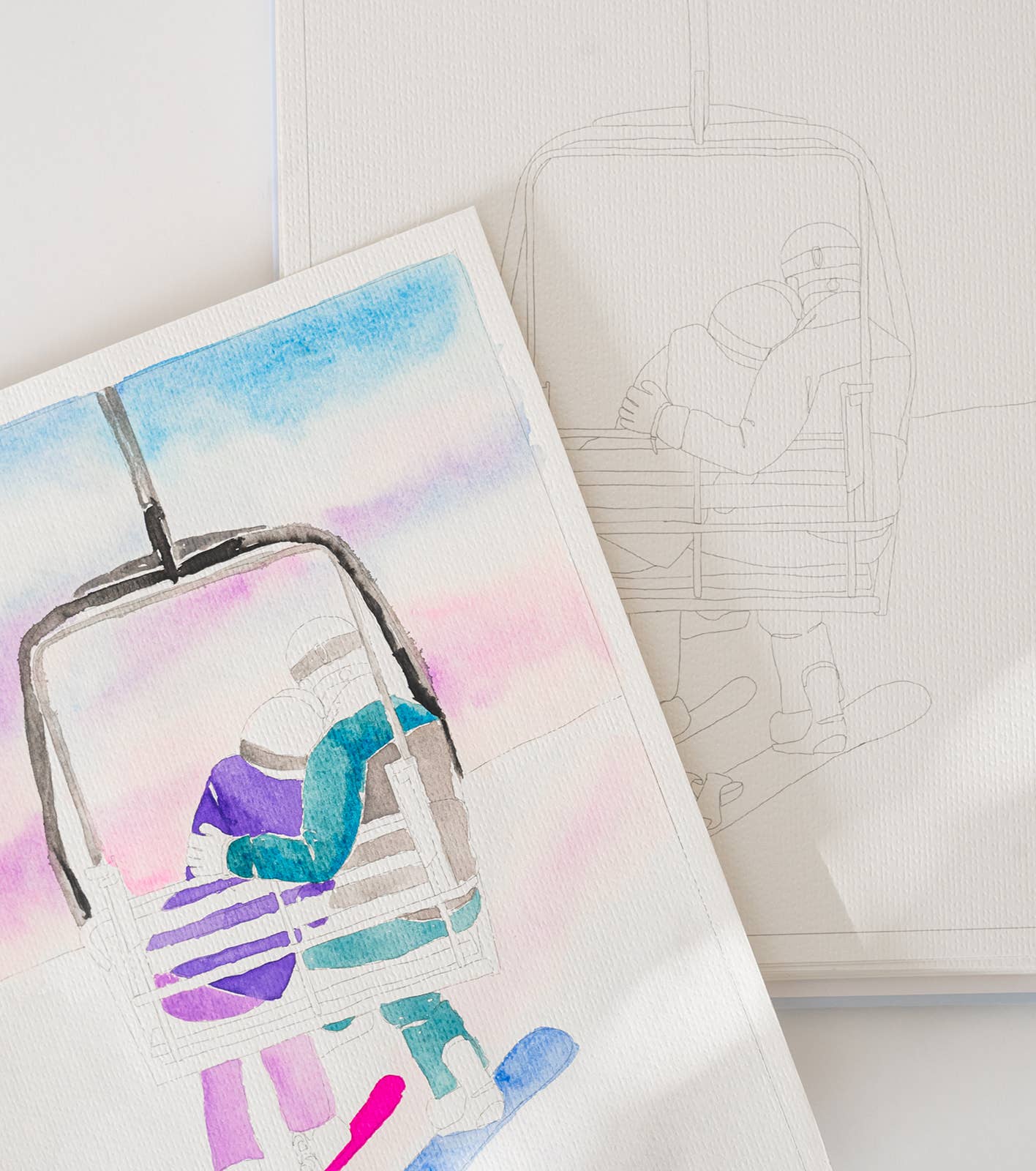 Landscape watercoloring book - outlines with video tutorials