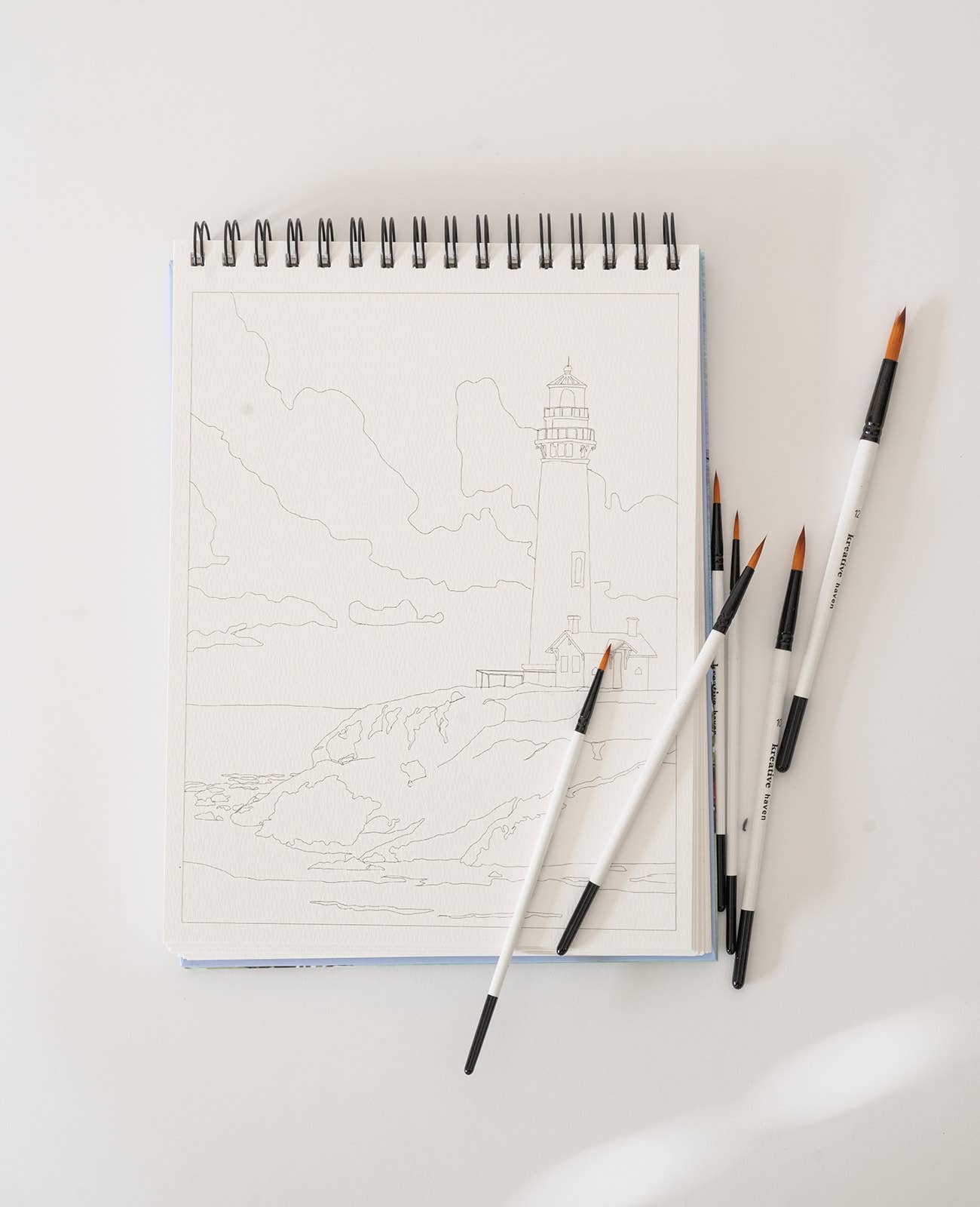 Landscape watercoloring book - outlines with video tutorials
