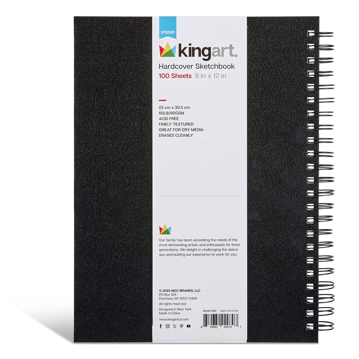Hardcover Sketchbook - Side Spiral - 9” x 12” - 100 Sheets