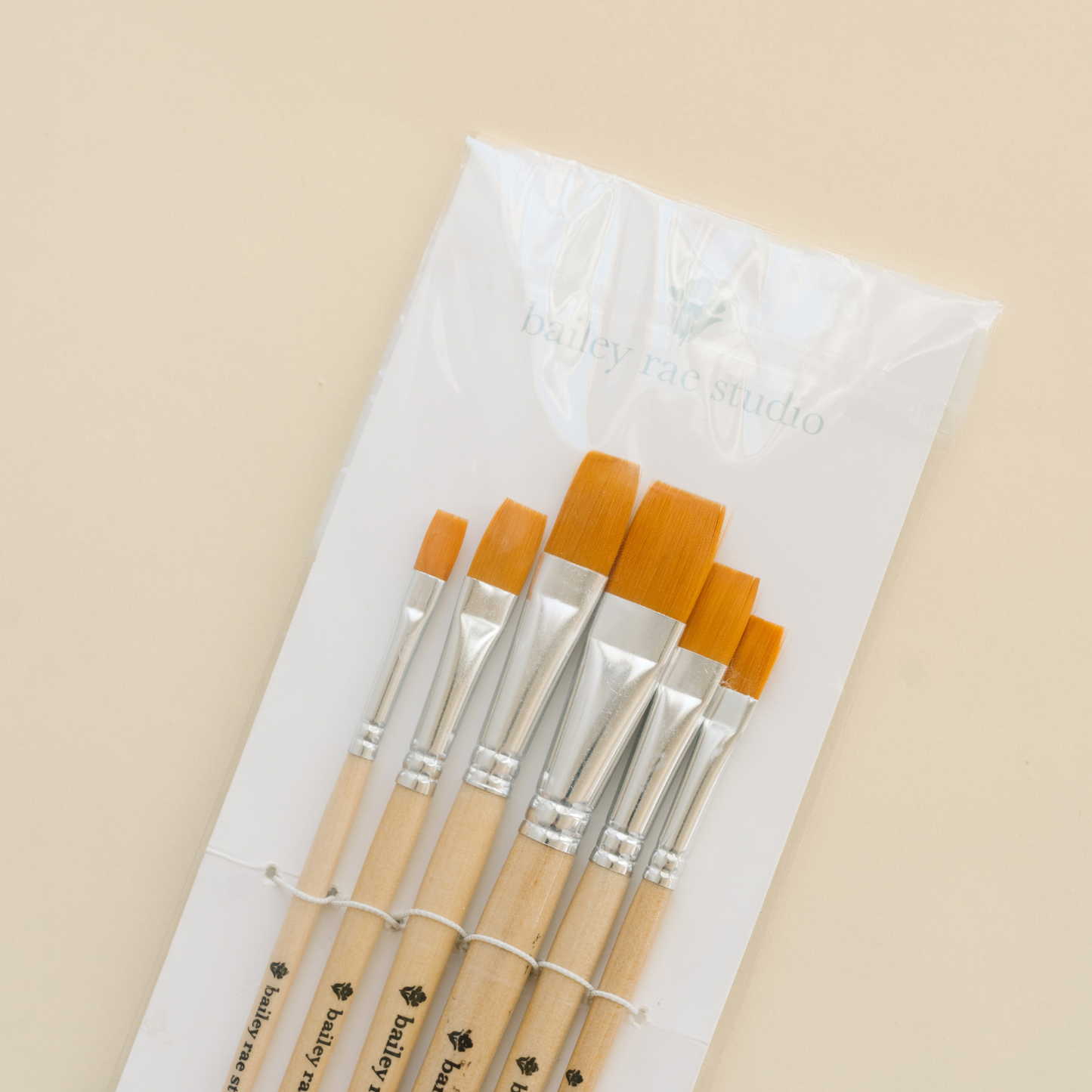 Flat tip watercolor brush set -- 6 piece