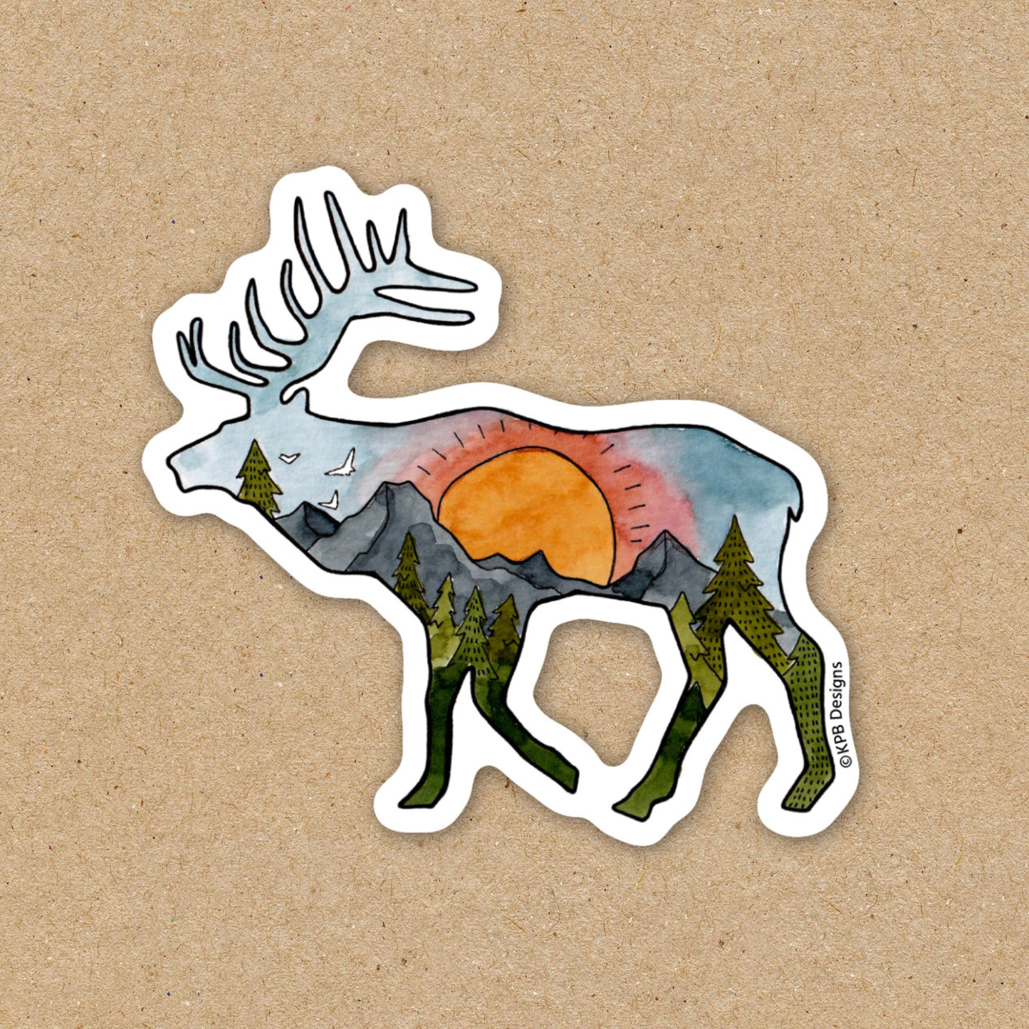 Elk Sunset Vinyl Sticker